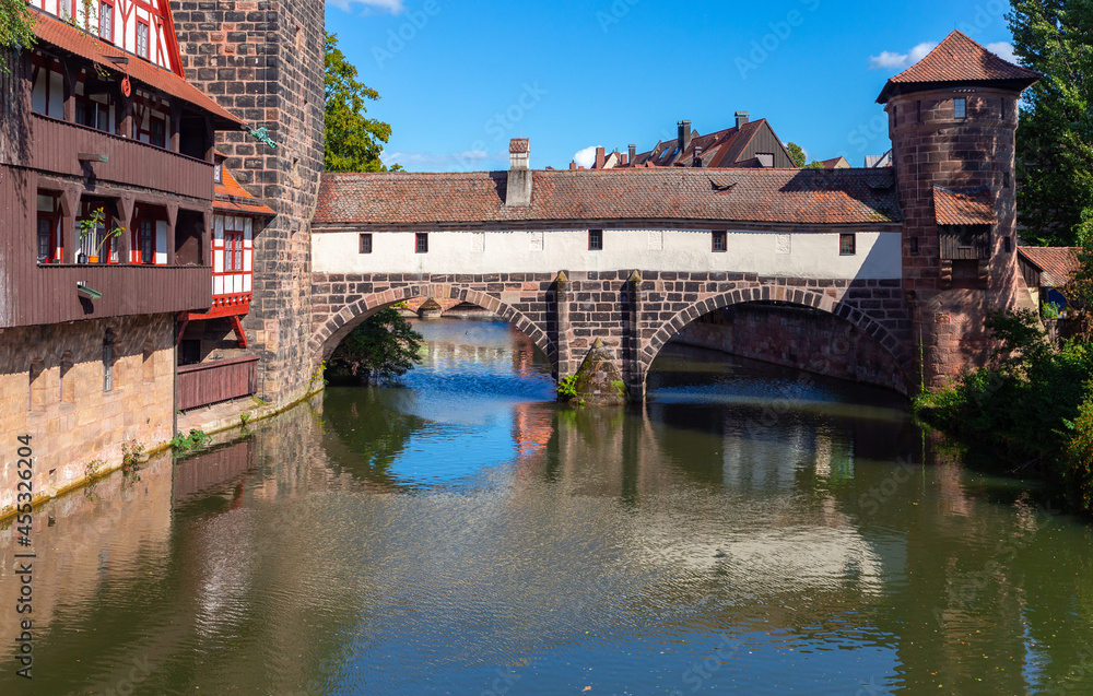 Naklejka premium Historical part of the old town of Nuremberg, Franconia, Germany.