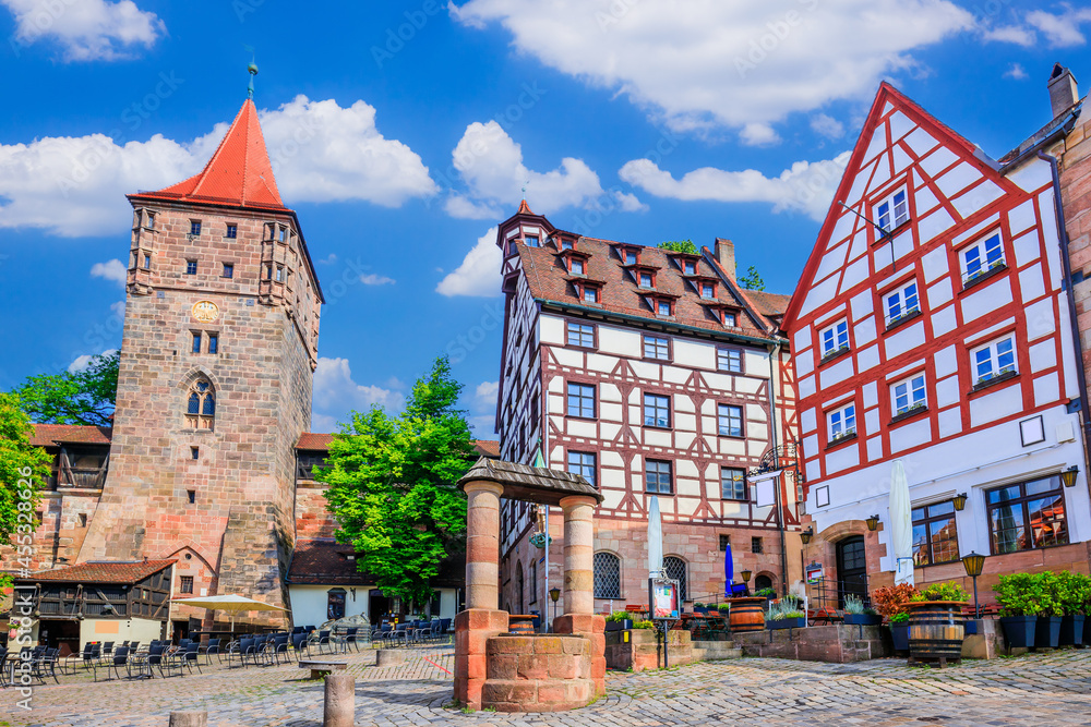Nuremberg, Germany. Tiergartnertor Square in the old town of Nuremberg, Bavaria.