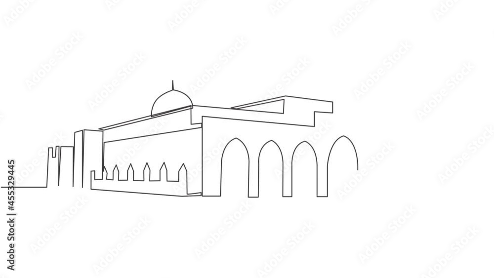 Self drawing animation of single line draw Islamic historical landmark ...