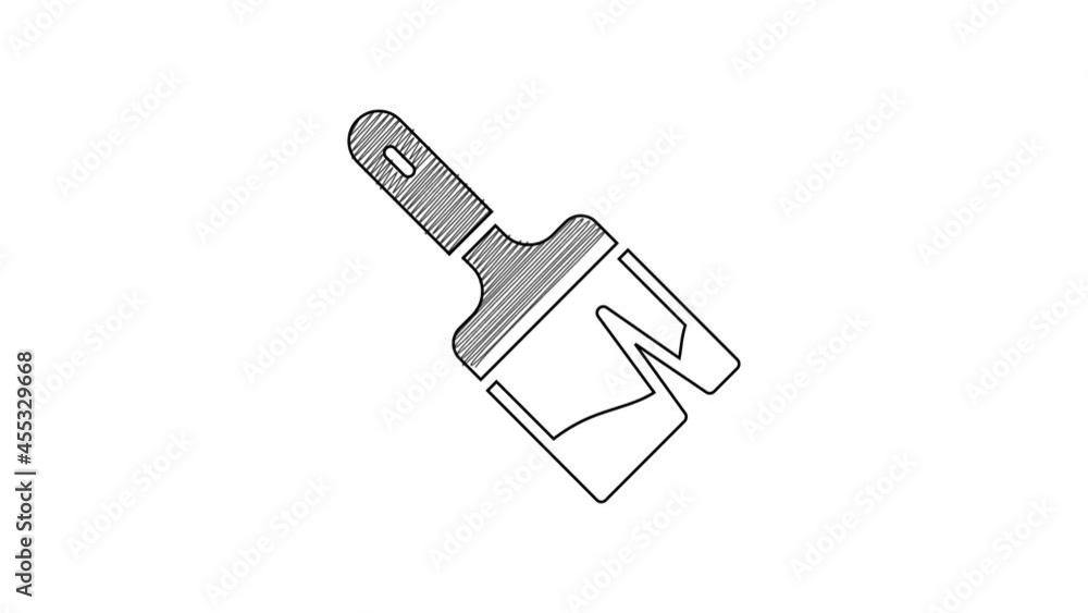 Black line Paint brush icon isolated on white background. 4K Video motion graphic animation Black line Paint brush icon isolated on white background. 4K Video motion graphic animation