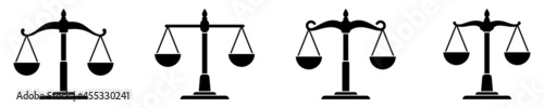 Scale icon set, justice scales symbol, law scale, Vector illustration