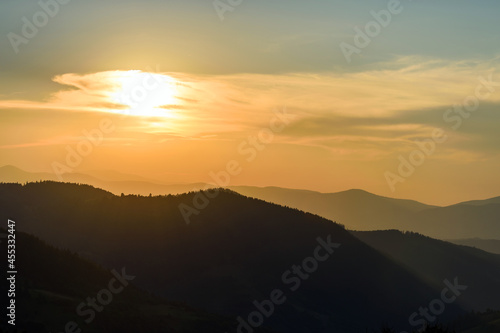 Majestic sunset in the mountains landscape