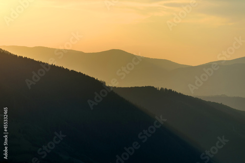 Majestic sunset in the mountains landscape © byrdyak