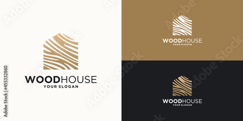 Wood house illustration.home logo design