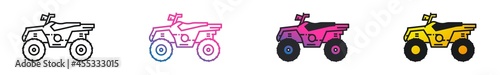 Set of line atv icon isolated on transparent background.