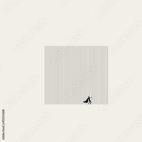 Business creative solution, break free of convention, stereotype, vector concept. Challenge symbol. Minimal illustration