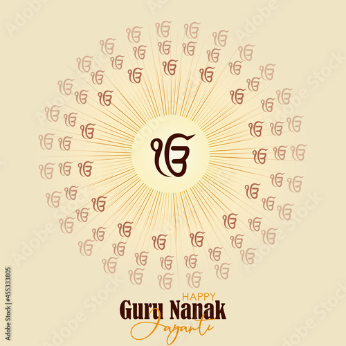 Abstract vector illustration happy guru nanak jayanti.