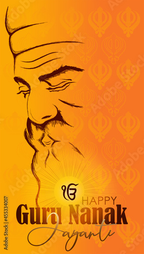 Abstract vector illustration happy guru nanak jayanti.