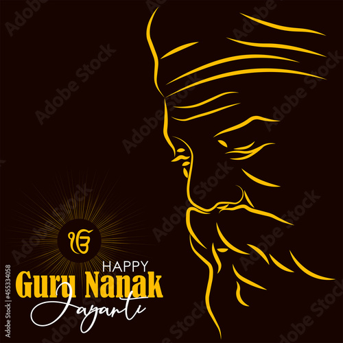 Abstract vector illustration happy guru nanak jayanti.
