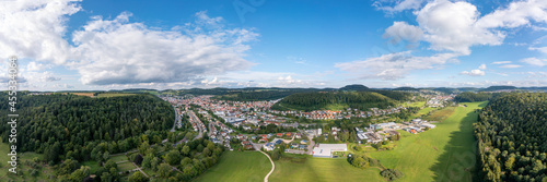 Aerial summer view over Albstadt in the Swabian Alp  a rural recreation aera in south west germany.