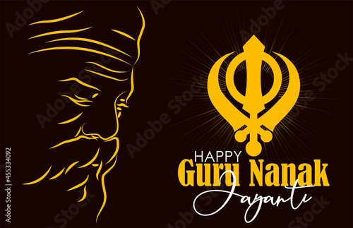 Abstract vector illustration happy guru nanak jayanti.