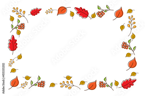 Obraz na płótnie Autumn background. Fall of the leaves. Sketch, doodles, design elements. Vector illustration w salonie