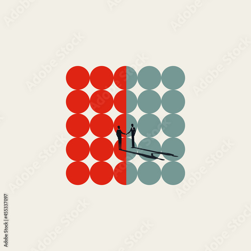 Business merger and acquisition vector concept. Symbol of negotiation, connection, unity. Minimal illustration. photo
