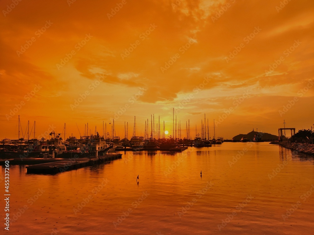 Sunset at the marina Santa Marta Colombia