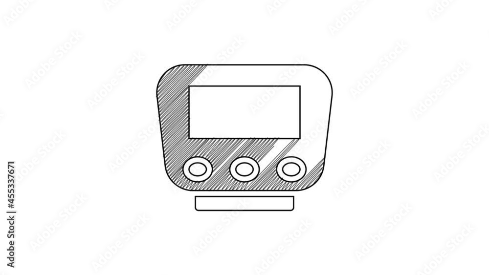 Black line Bicycle speedometer icon isolated on white background. 4K Video motion graphic animation Black line Bicycle speedometer icon isolated on white background. 4K Video motion graphic animation