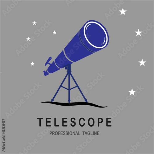 Telescope and star logo vector