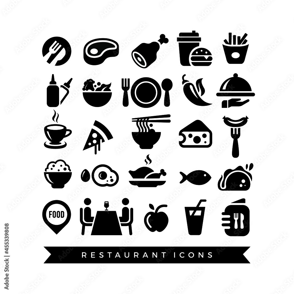 Restaurant Food and Drink Icon Set