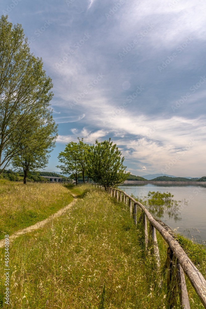 View of the Bilancino lake in Mugello in Tuscany