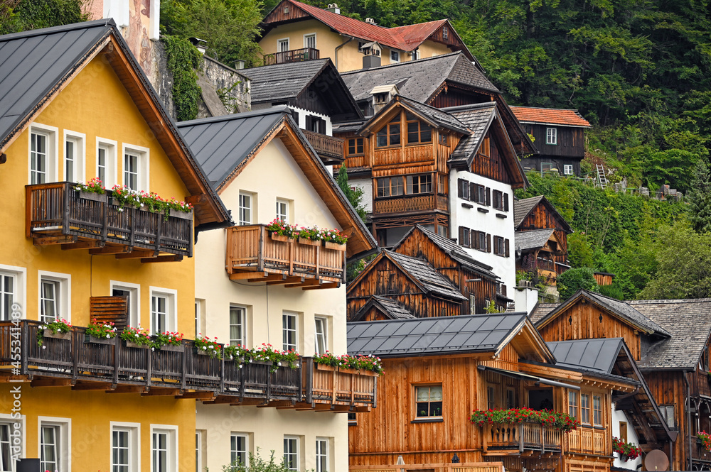 Old houses in Hallstatt village Austria Old houses in Hallstatt village Austria