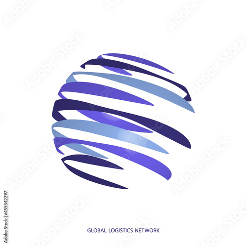 Global logistics network. Map global logistics partnership connection.  Stylized globe in violet for your design.  EPS10.