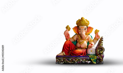 Schilderij op canvas Lord Ganpati, happy Ganesh Chaturthi ,Ganpati on White Background