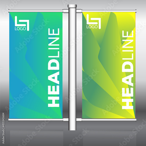 Street lamp post advertising banner template 