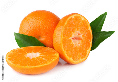 Tangerine and slices isolated on a white background. © Alexander