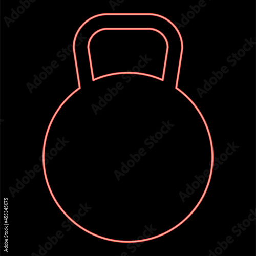 Neon kettlebell red color vector illustration flat style image