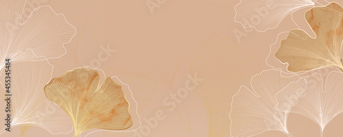 Abstract luxury vector background with ginkgo leaves for web banner or packaging.