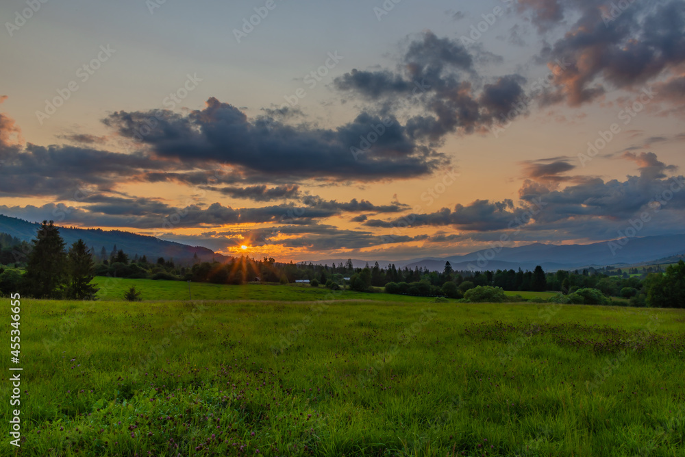 Sunset near Michalova village in national park Muranska planina Sunset near Michalova village in national park Muranska planina