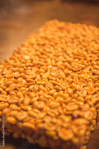 Typical Mexican sweets, called palanquetas, are made with peanuts and brown sugar. Put on tables to dry and can be packed.