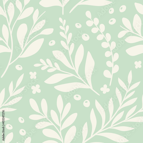 Seamless pattern with tropical leaves. Vector botanical illustration. Summer background for print, wallpaper, fabric.