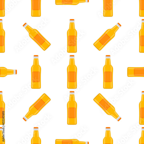 Illustration on theme seamless beer glass bottles with lid for brewery