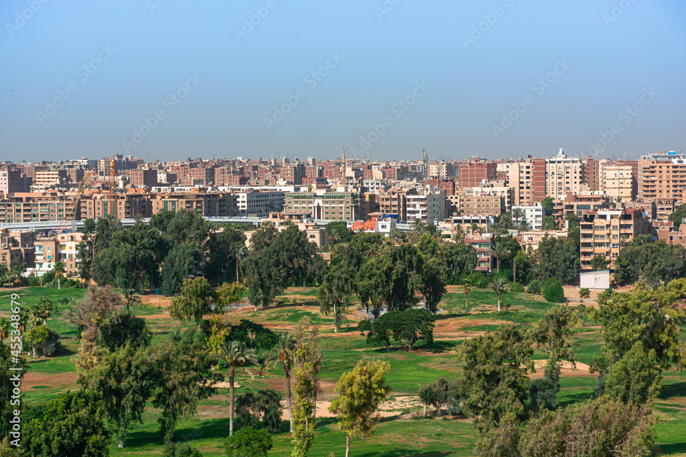 Egypt, view of the city of Cairo from the Giza plateau,