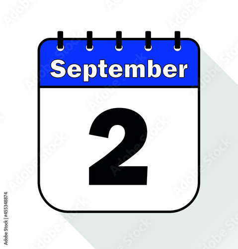 September day 2 blue - Calendar Icon - Vector Illustration.