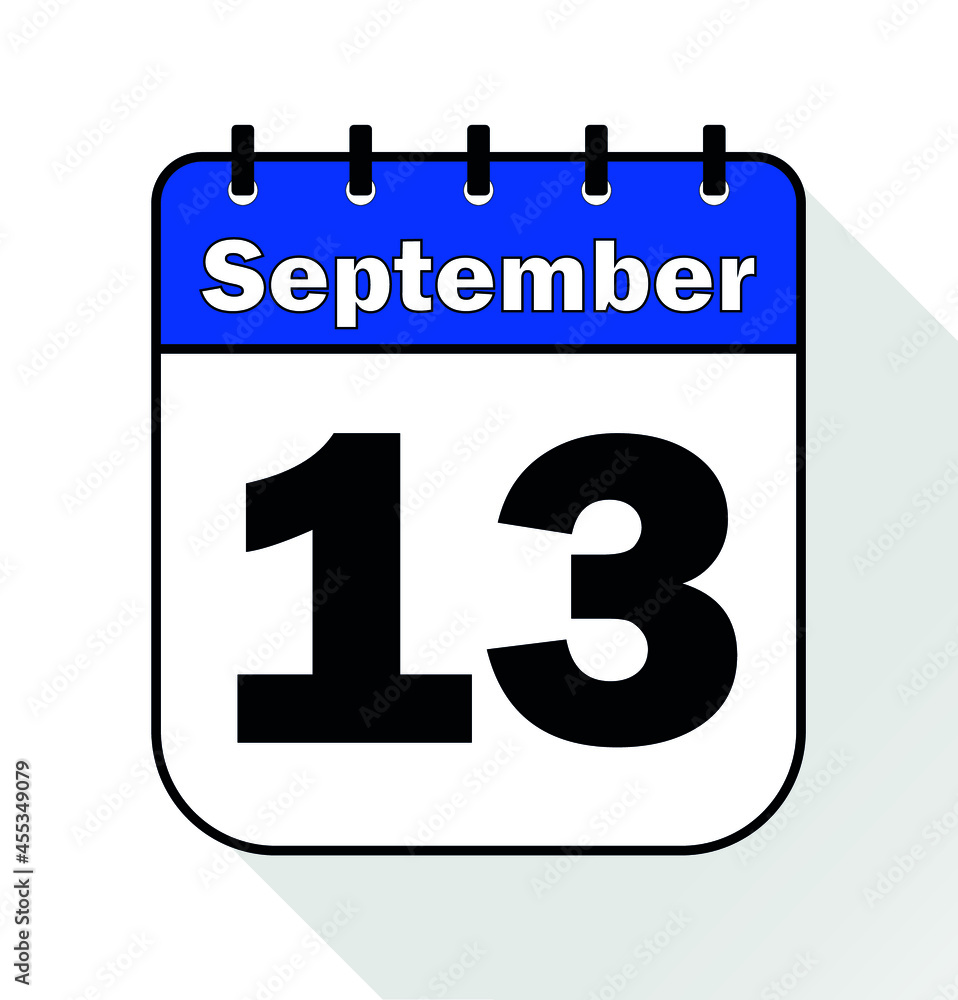 September day 13 blue - Calendar Icon - Vector Illustration. September day 13 blue - Calendar Icon - Vector Illustration.