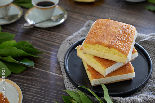 square butter cake. sobao pasiego typical Spanish. photo