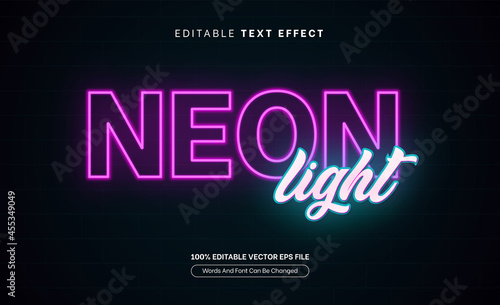 Neon Light Glowing Editable Text Effect, Editable Font Style Theme