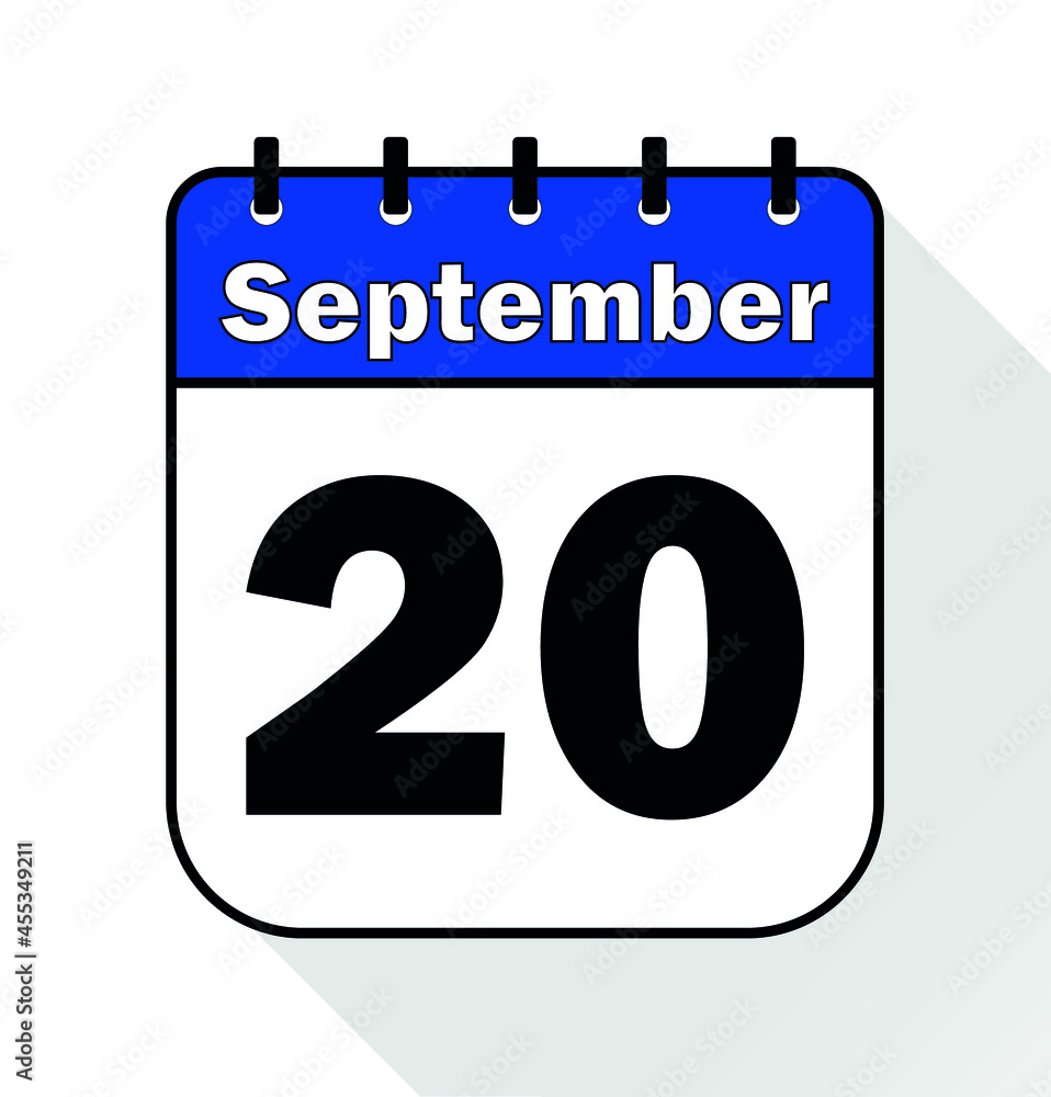 September day 20 blue - Calendar Icon - Vector Illustration. September day 20 blue - Calendar Icon - Vector Illustration.