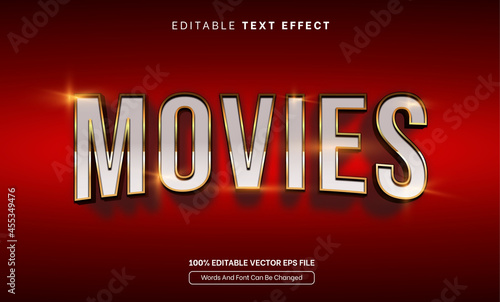 Red Movies Cinema 3D Film Editable Text Effect, Editable Font Style Theme