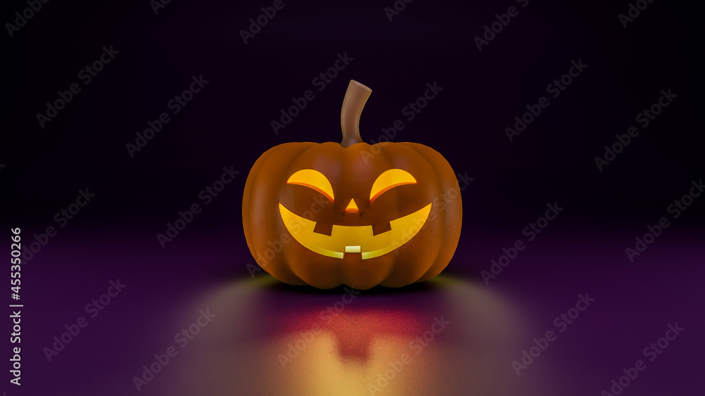 3D Render Halloween Pumpkin on dark background 3D Render Halloween Pumpkin on dark background