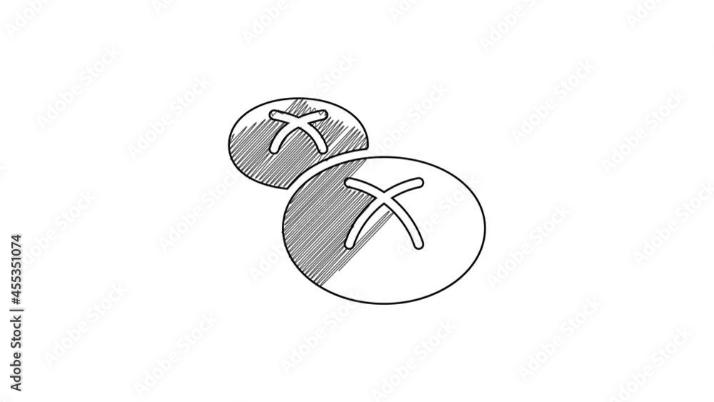 Black line Bread loaf icon isolated on white background. 4K Video motion graphic animation Black line Bread loaf icon isolated on white background. 4K Video motion graphic animation