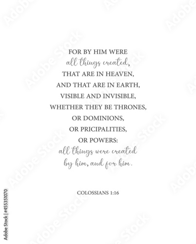 For by him were all things created, bible verse wall print, Colossians 1:16, christian wall decor, scripture wall print, Home wall decor, christian banner, minimalist print, vector illustration