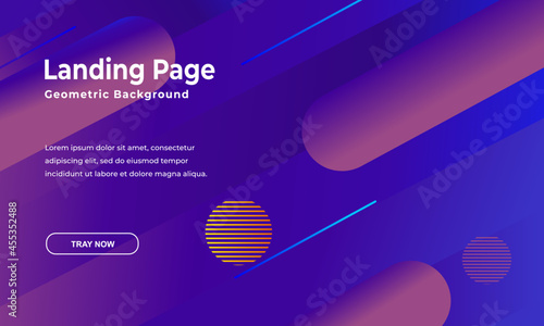 Abstract Minimal Geometric Stripe Layout Landing Page Design. Blue Futuristic Bright Cover for Modern Dynamic Gradient Element Concept for Website or Web Page