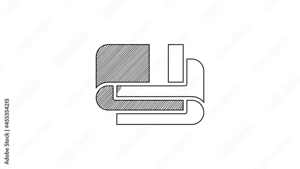 Black line Towel stack icon isolated on white background. 4K Video motion graphic animation Black line Towel stack icon isolated on white background. 4K Video motion graphic animation