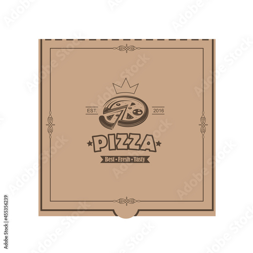 cardboard pizza box illustration isolated on white background