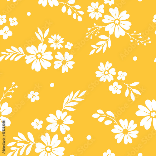 Vector hand drawn leaves seamless pattern. Abstract trendy floral background. Repeatable texture.