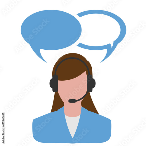 Operator call service center, support and communication with the client. Female speaker, icon