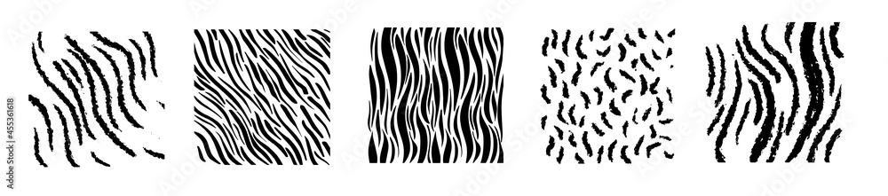 Naklejka premium Collection of tiger and leopard in different colors in flat style.