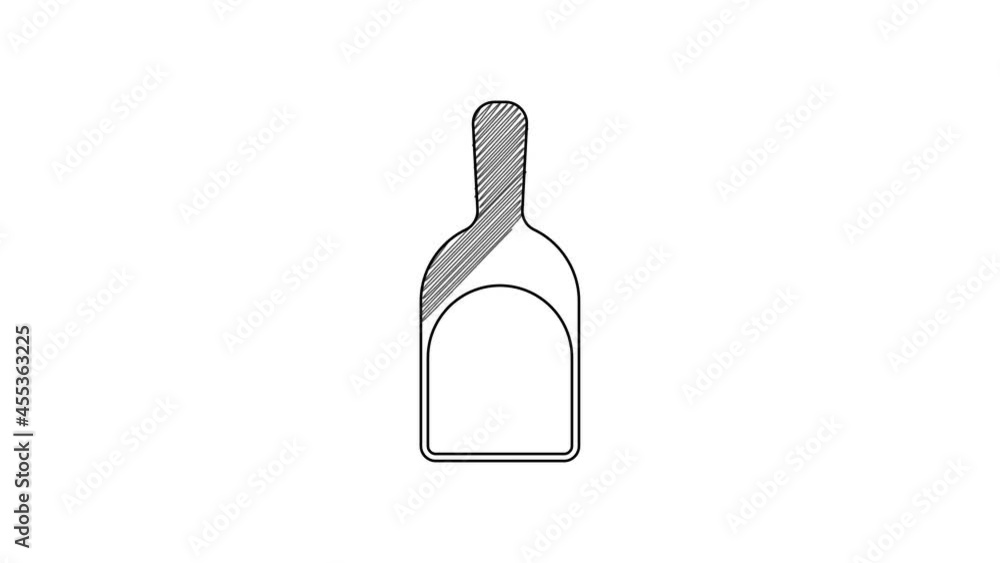 Black line Dustpan icon isolated on white background. Cleaning scoop services. 4K Video motion graphic animation Black line Dustpan icon isolated on white background. Cleaning scoop services. 4K Video motion graphic animation